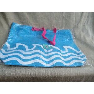 NEW by STUDIO PARADISE, BLUE/WHITE COLORFUL DUFFEL TOTE BAG (20" W X 16" TALL)